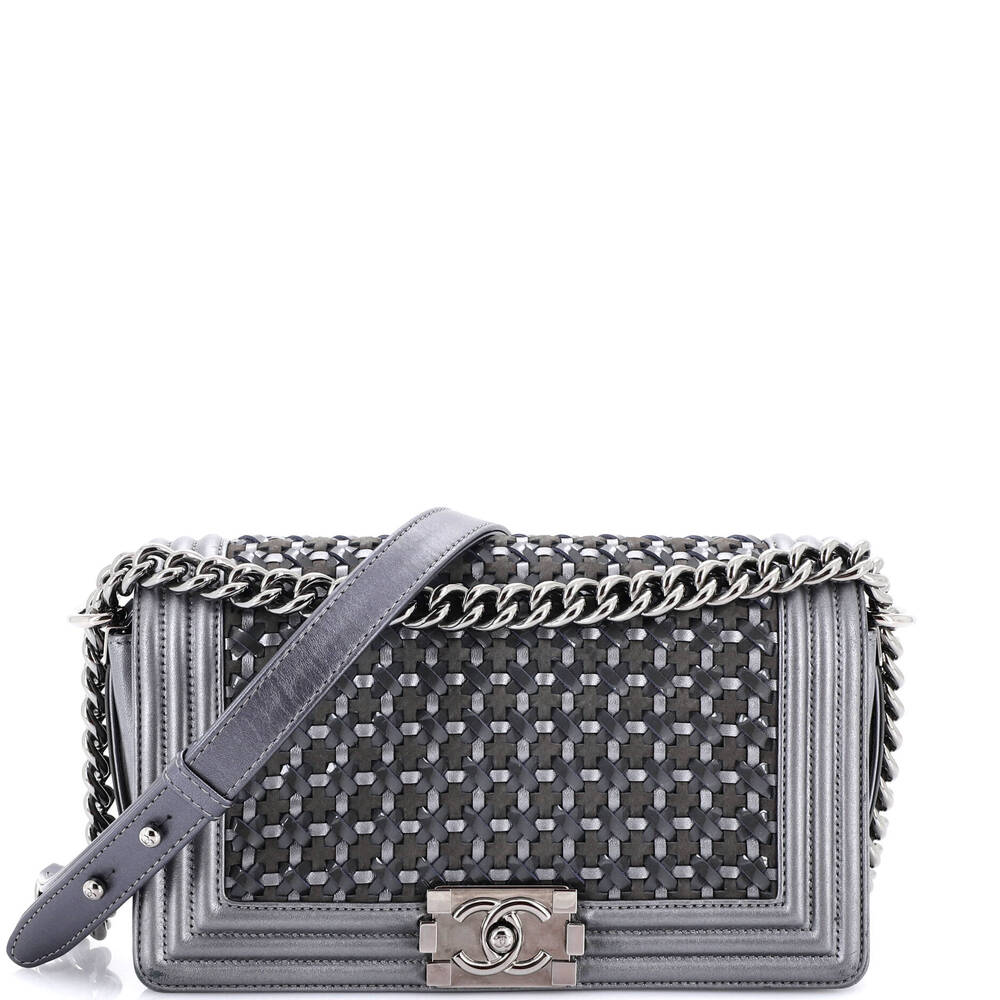 Chanel Boy Flap Bag Woven Leather Old #260937C32B
